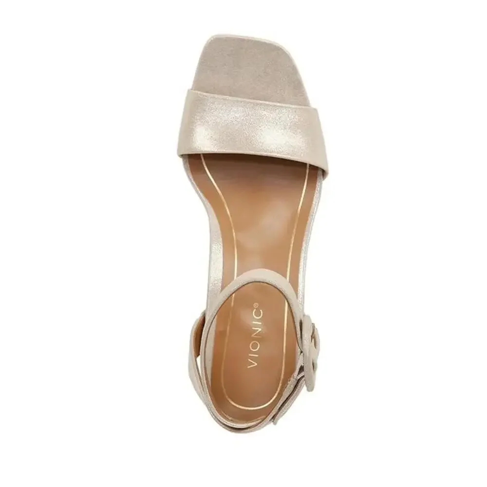 Vionic Zinfandel Sandals Women's US 12 Gold Metallic Leather Block Heel GAL1379